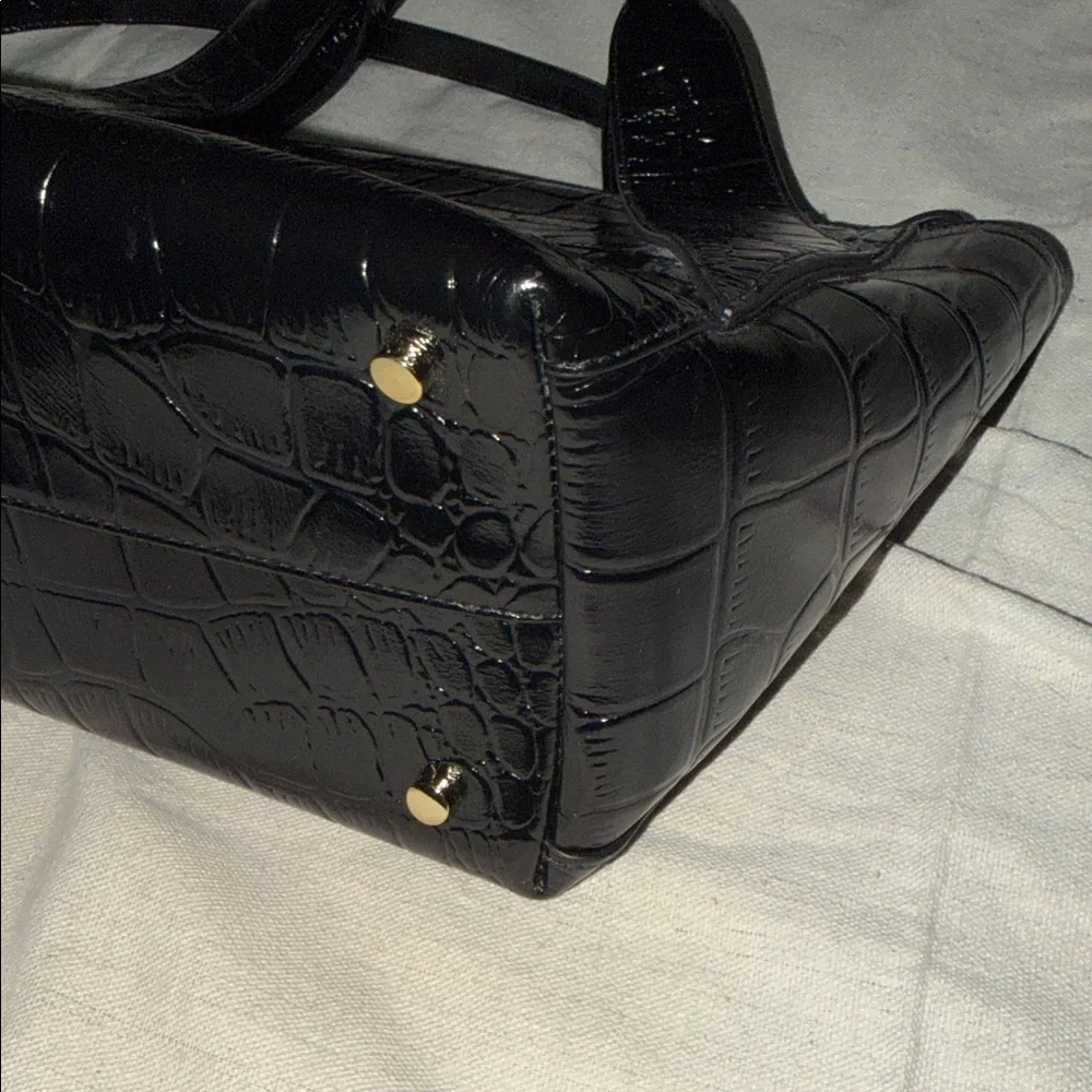 ANINE BING Black Croc-Embossed Satchel with Top Handles - Picture 11 of 14